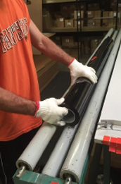 Each Mylar shade is handled with microfiber gloves to help prevent scratches, fingerprints, and other surface damage during fabrication.