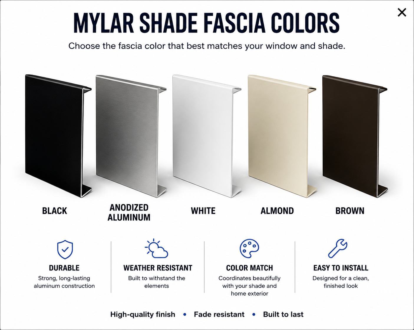 Mylar Shade Fascia Colors